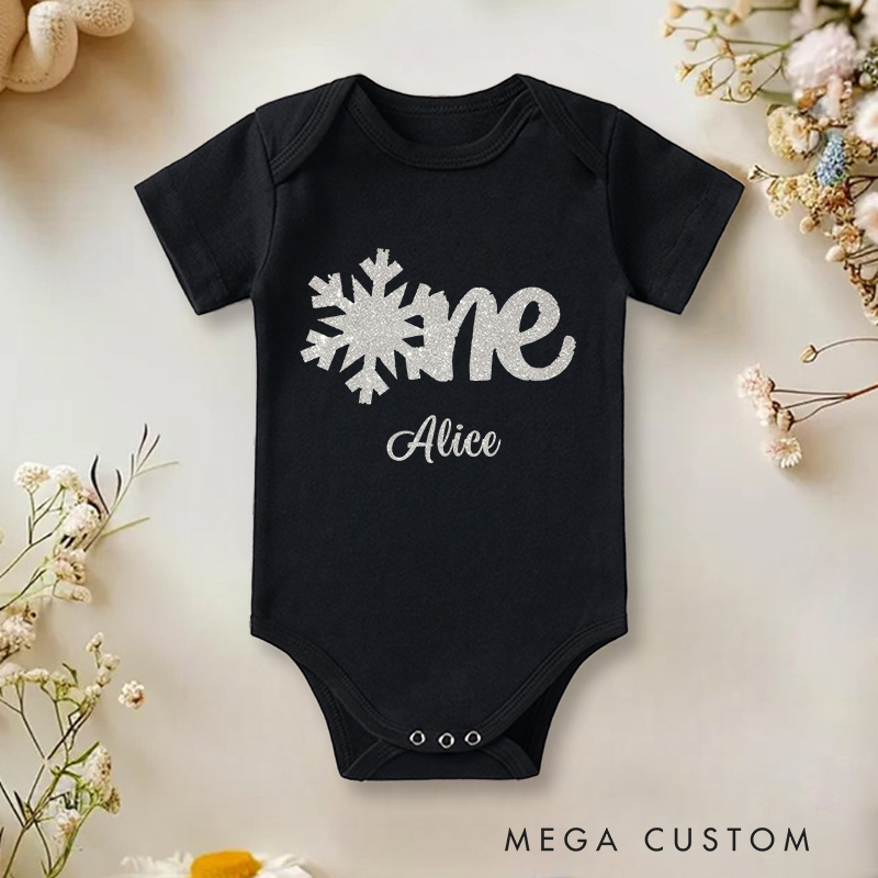 Personalized Winter Wonderland Baby Name 1st Birthday Baby Onesie Gift for Baby