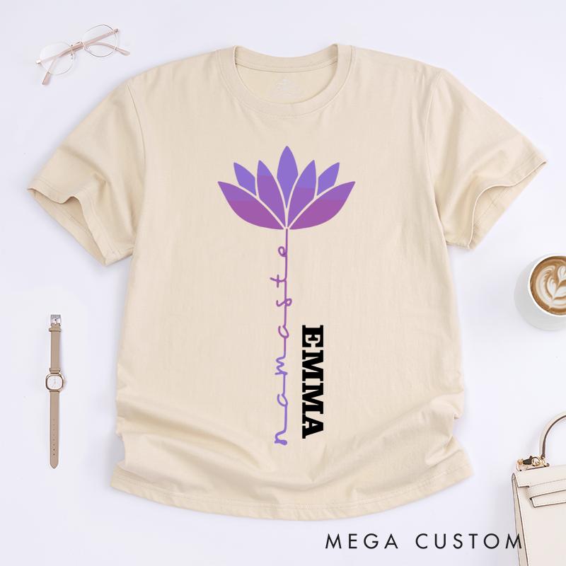 Personalized Yoga Lotus T-shirt Yoga Sports T-shirt Yoga Instructor T-shirt Women Yoga Gift