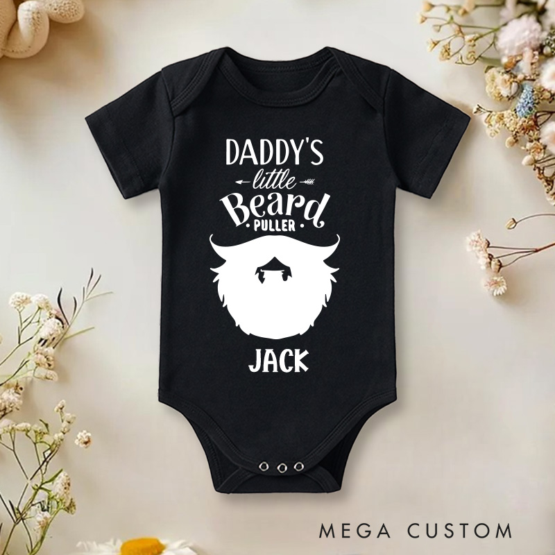 Personalized Daddy's Little Beard Puller Baby Onesie Funny Father's Day Gift