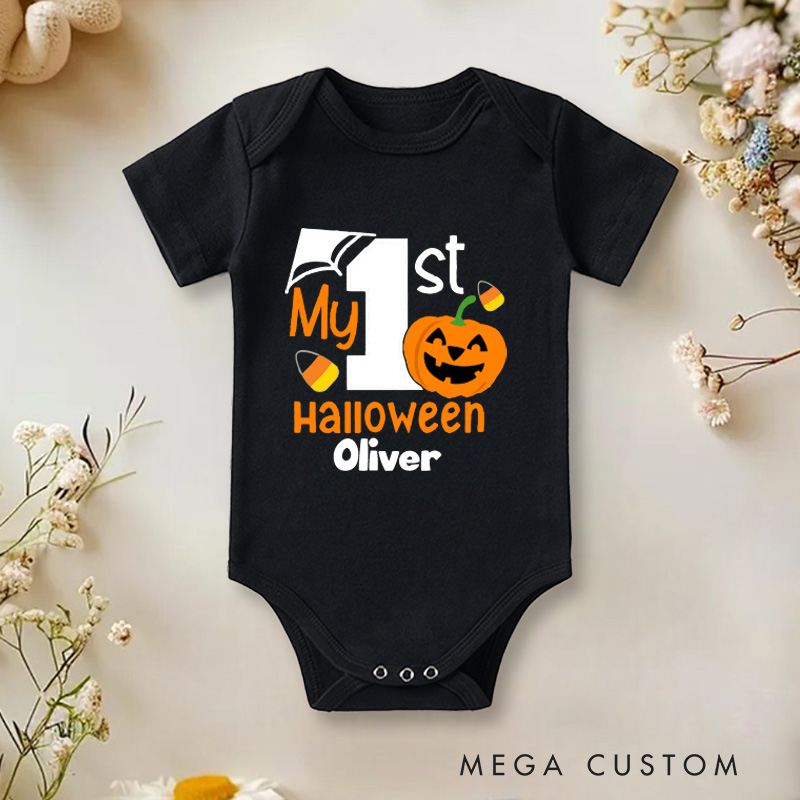 Personalized 1st Halloween Funny Baby Onesie  First Halloween Pumpkin Baby Onesie Halloween Gift