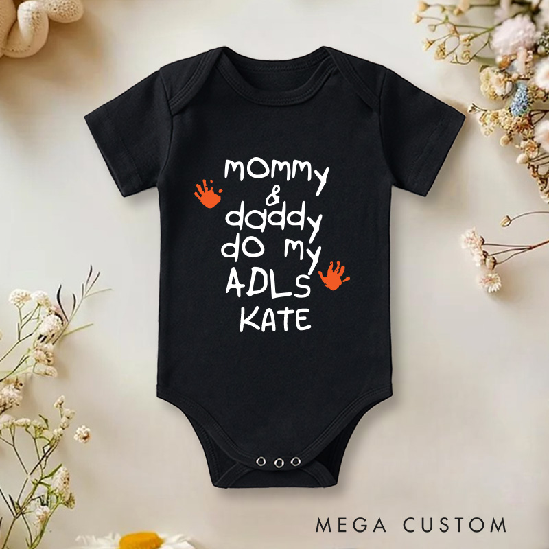 Personalized Mommy and Daddy Do My Adls Handprint Occupational Therapy Baby Onesie Gift for Baby