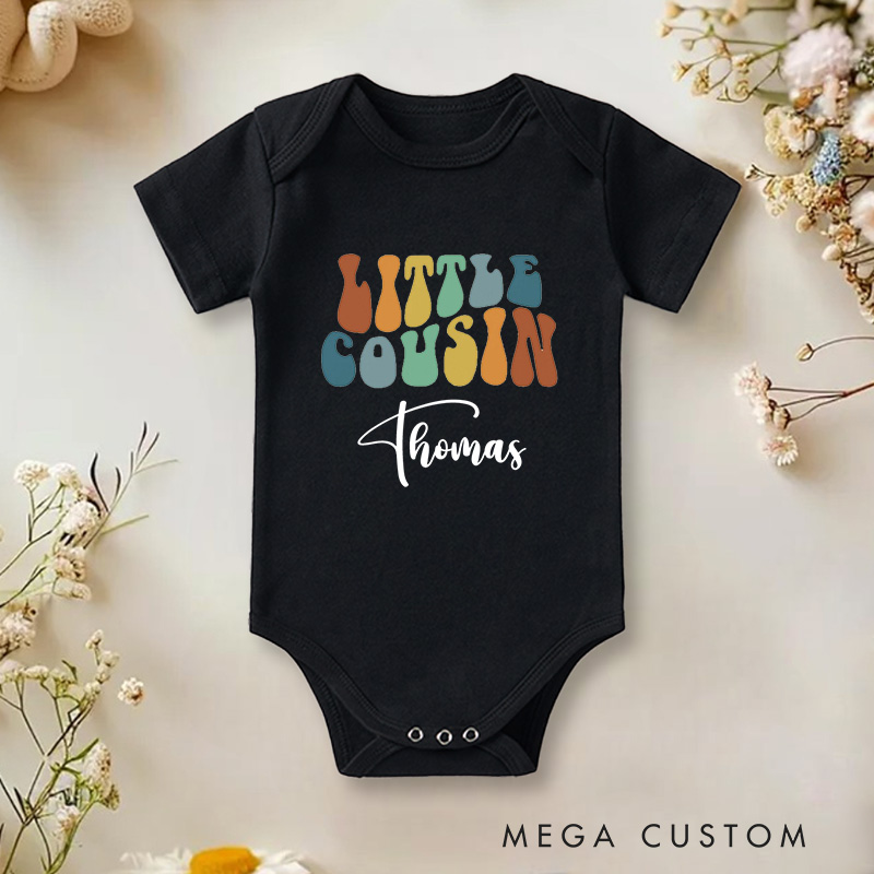 Personalized Little Cousin Inspired Colorful Celebrating the Special Bond of Family Baby Onesie