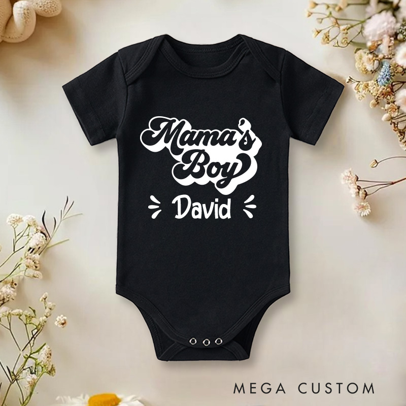 Personalized  Mama's Boy Baby Onesie Retro Boys Onesie Baby Gift for New Mom