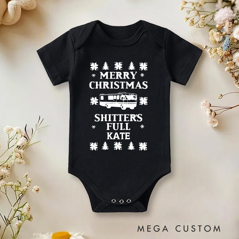 Personalized Merry Christmas Shitter's Full Baby Onesie Ugly Christmas Vacation Baby Onesie Newborn Gift