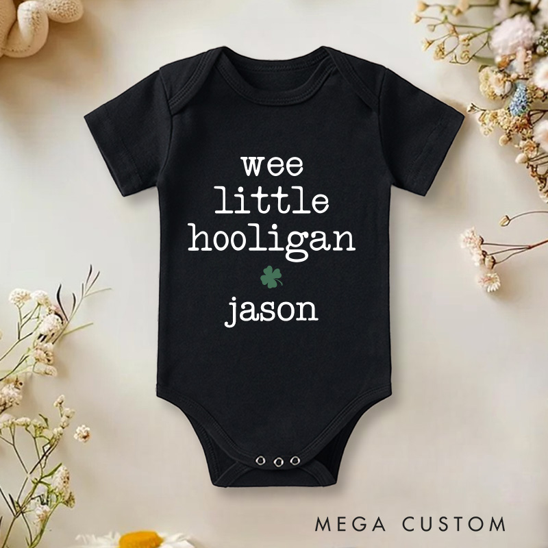 Personalized Wee Little Hooligan Baby Onesie St Patrick's Day Baby Onesie Natural Irish Baby Gift