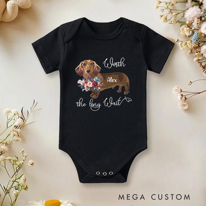 Personalized Worth the Long Wait Floral Accents for Dog Lovers and Pet Enthusiasts Baby Onesie