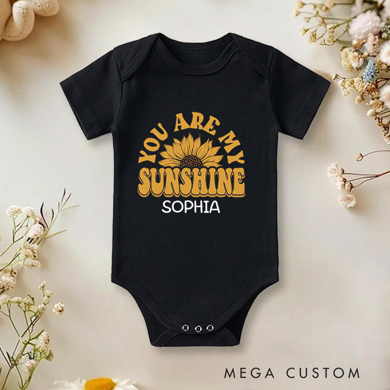 Personalized You Are My Sunshine Baby Onesie Boho Sunflower Onesie Baby Shower Gift