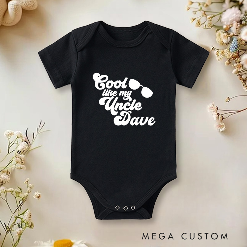 Personalized Cool Like My Uncle Fun and Stylish Design with Sunglasses Celebrating the Coolness of Family Bonds Baby Onesie