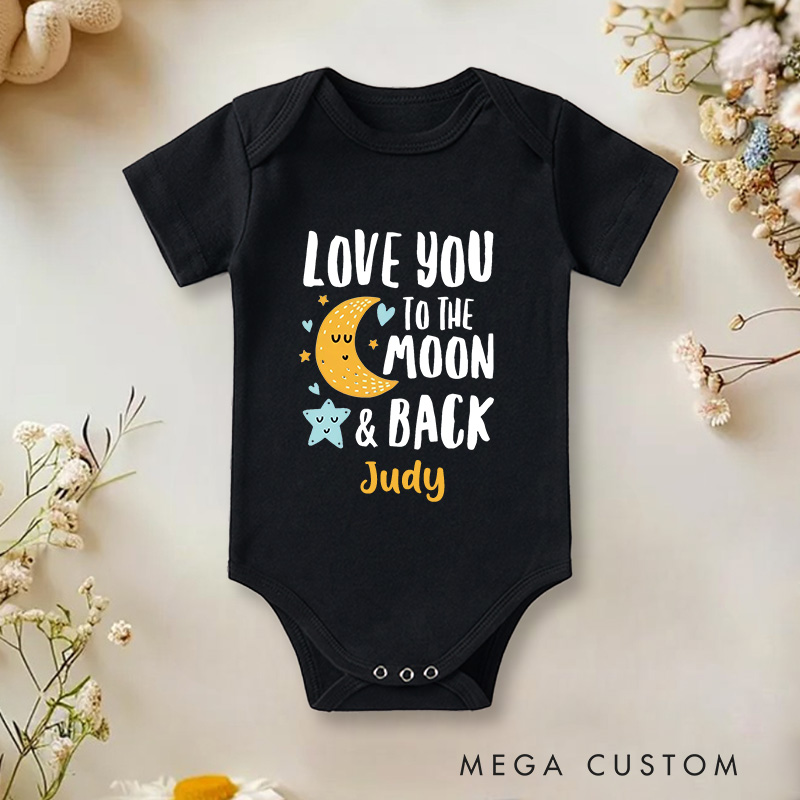 Personalized Love You to the Moon and Back Baby Onesie Birthday Gift for Baby