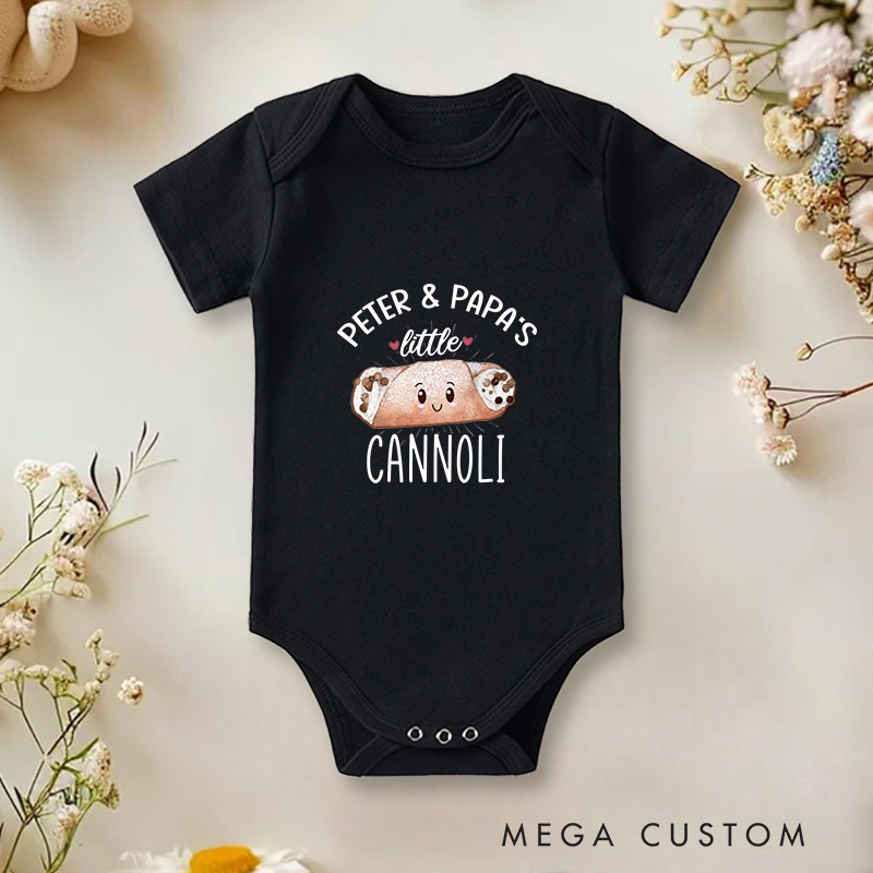 Personalized Someone & Papa's Little Cannoli Cute and Playful Dessert for Family and Food Lovers Baby Onesie