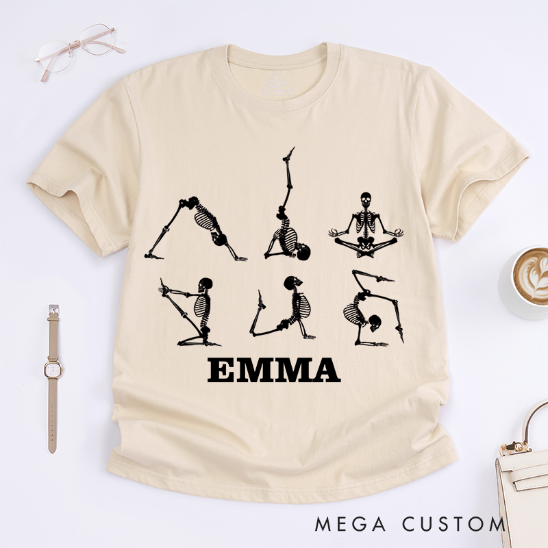 Personalized Yoga Skull T-Shirt Gothic Style T-Shirt Dark Style T-Shirt Yoga Lover T-Shirt