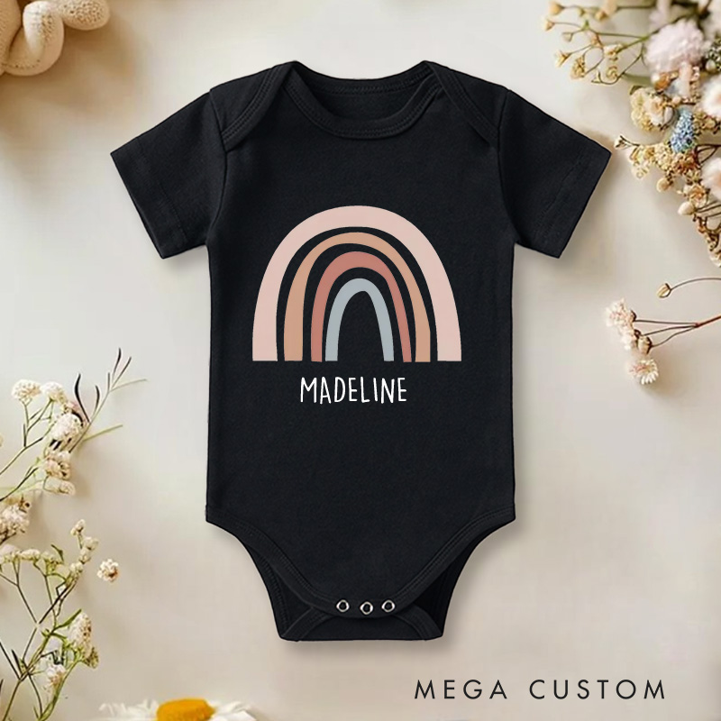 Personalized Earth Colored Rainbow Baby Onesie with Your Name Baby Shower Gift