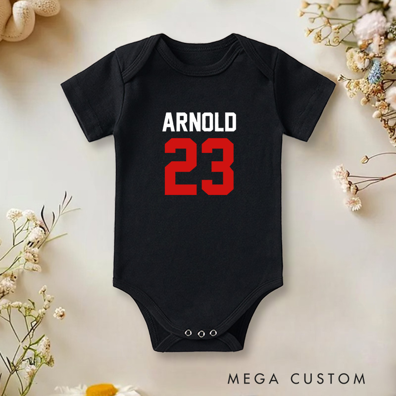 Personalized Sports Inspired Jersey Number Design Baby Onesie