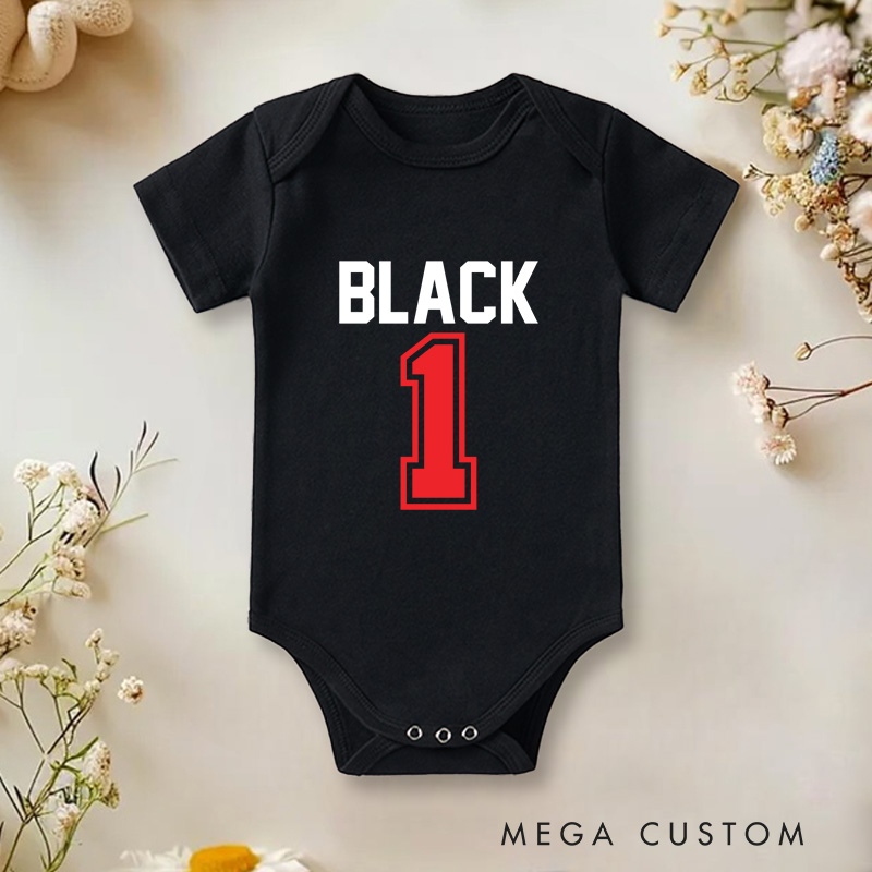 Personalized Sport Bold Personalized Sports Jersey Number Baby Onesie