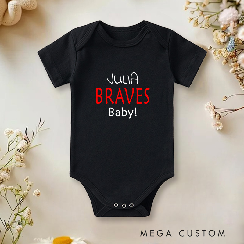 Personalized Braves Baby Simple and Cheerful Team Spirit Design for Little Fans Baby Onesie
