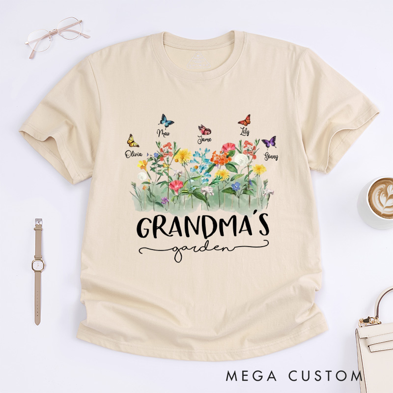 Personalized Grandma's Garden Classic T-Shirts Gardening Shirt Custom Mom Shirt Mother's Day Gift