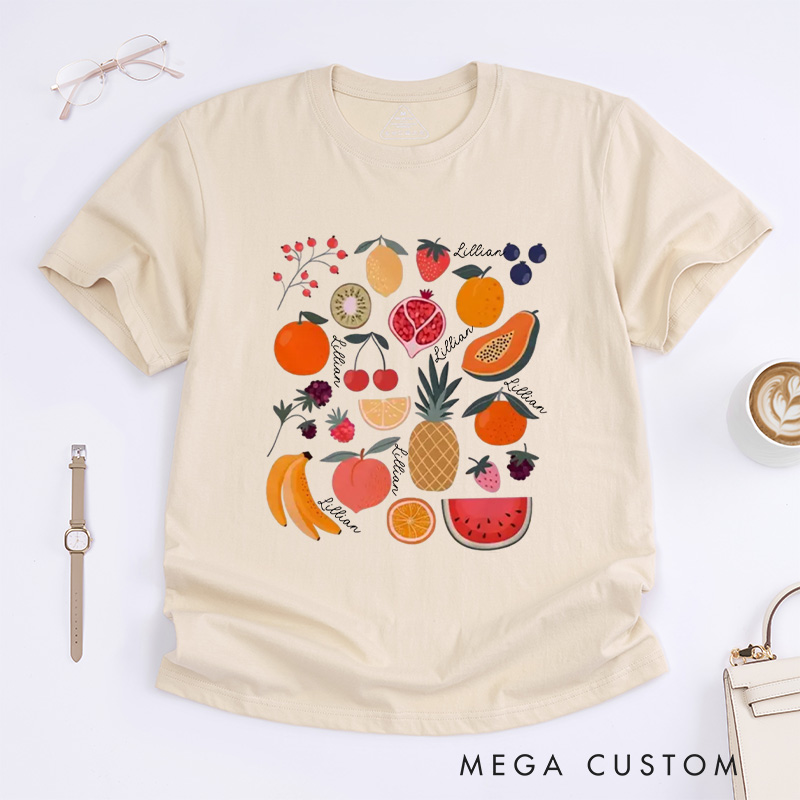 Personalized Cute Fruit Classic T-Shirts Garden Shirt Strawberry Shirt Pineapple Shirt Aesthetic Clothing Botanical Shirt Gift for Garden Lovers