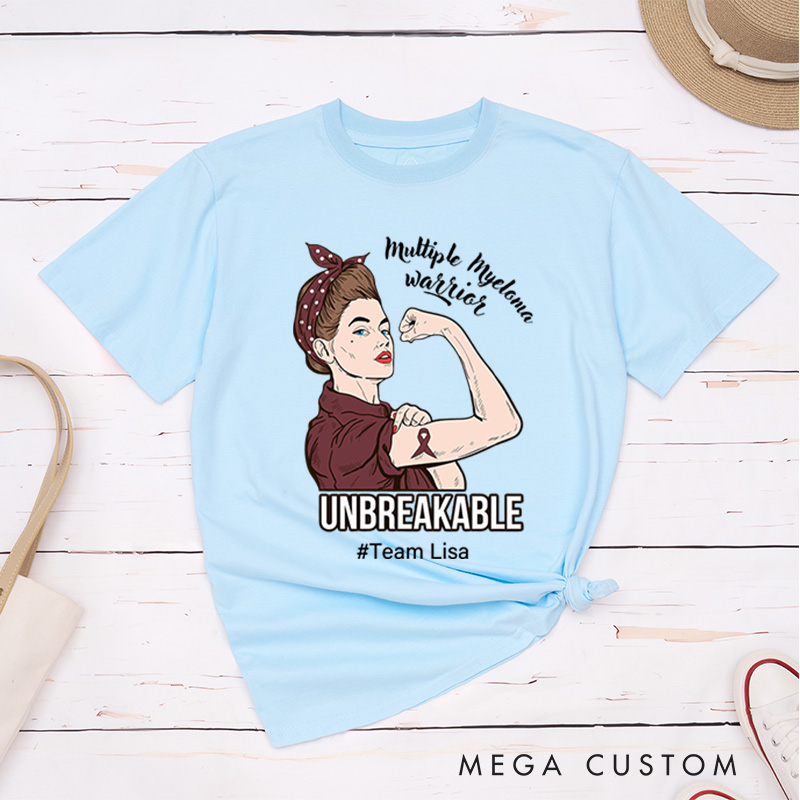 Personalized Multiple Myeloma Awareness Warrior Unbreakable T-Shirt