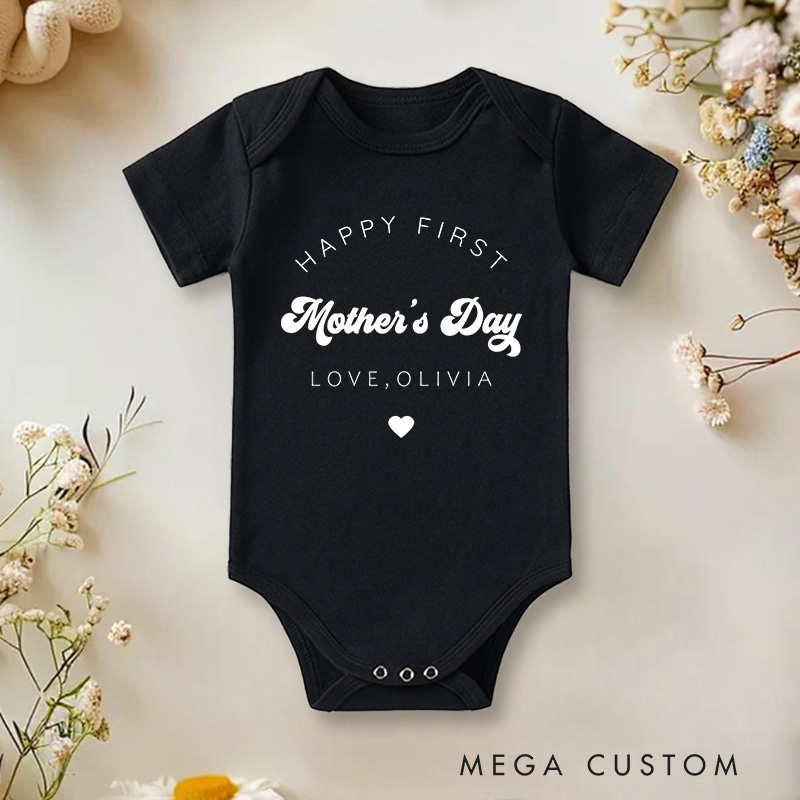 Personalized Happy First Mothers Day Baby Onesie Newborn Gift