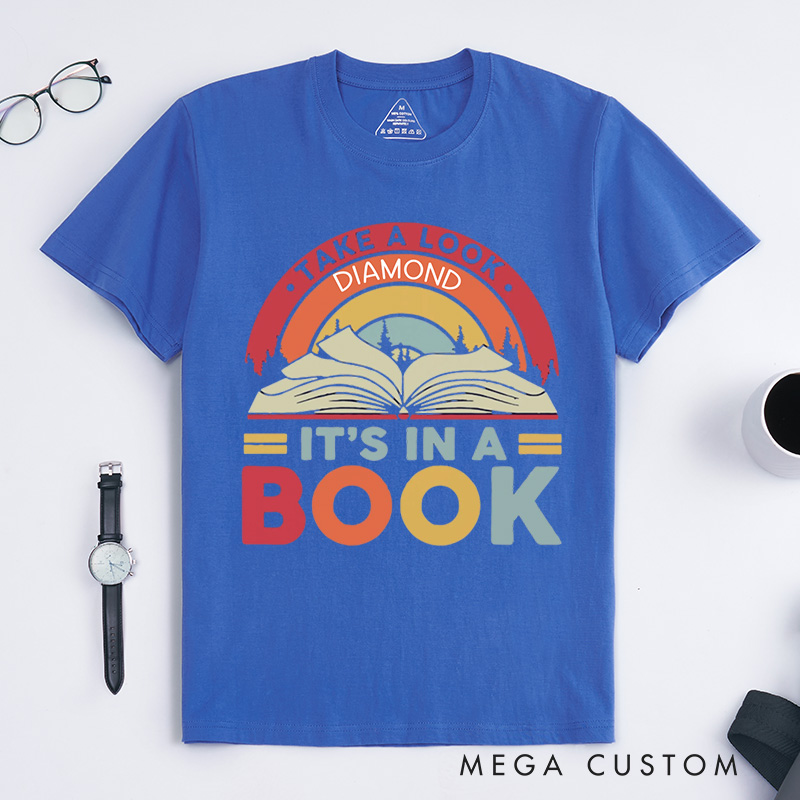 Personalized Reading Rainbow Classic T-Shirts Take a Look It’s in a Book Shirt Vintage Retro Shirt with Name Reading Gift Book Lover Shirt