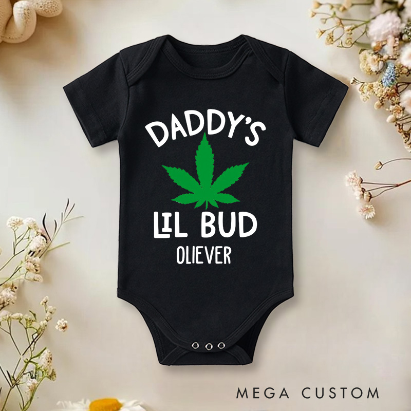 Personalized Daddy's Lil Bud Baby Onesie Funny Baby Gift