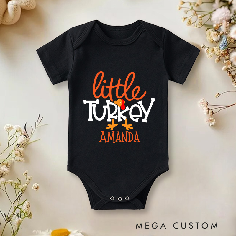 Personalized Thanksgiving Little Turkey Baby Onesie Gift for New Baby