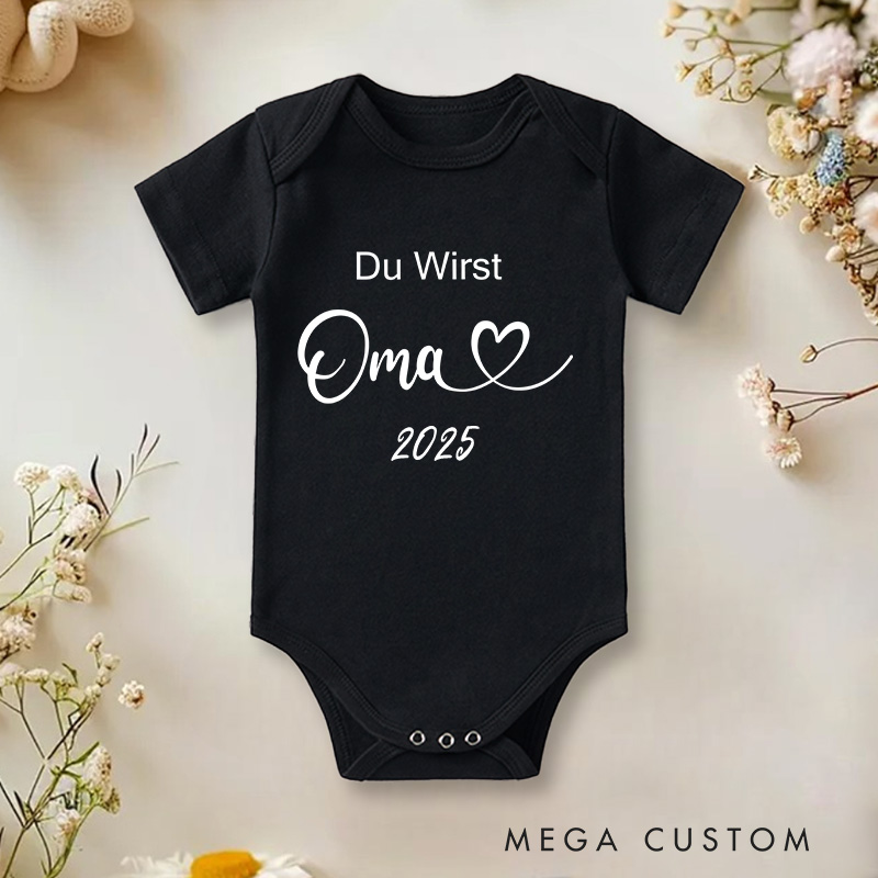 Personalized Du wirst Oma Baby Onesie New Baby Girl Boy Gift Pregnancy Announcement Gift
