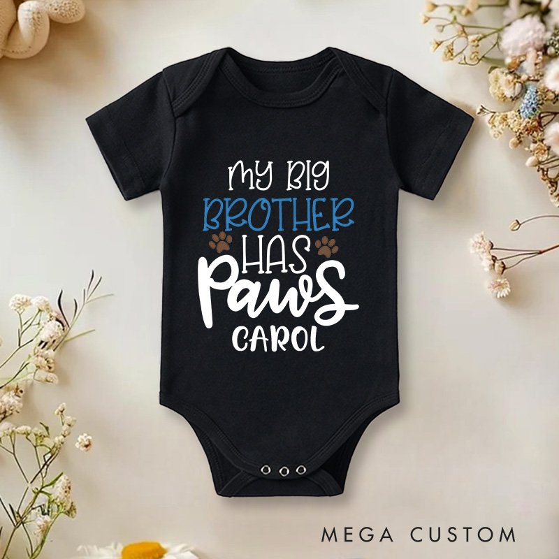 Personalized Baby My Big Brother Has Paws Dog Onesie Newborn Baby Gift