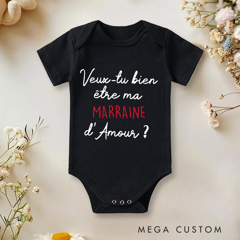Personalized Will You Be My Godmother or Godfather of Love Baby Onesie Baby Shower Gift