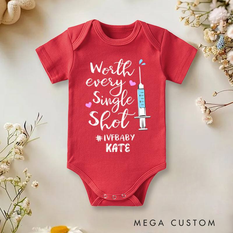 Personalized Worth Every Single Shot Cute In Vitro Fertilization Baby Onesie Funny Baby Gift