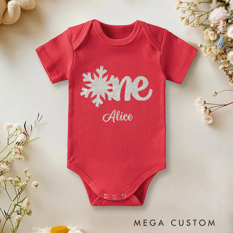Personalized Winter Wonderland Baby Name 1st Birthday Baby Onesie Gift for Baby