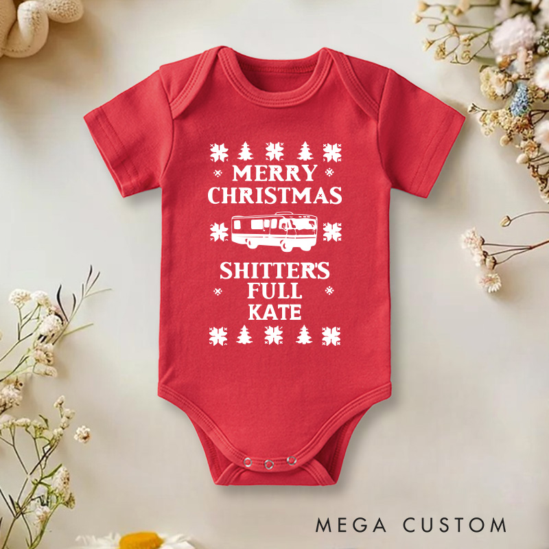 Personalized Merry Christmas Shitter's Full Baby Onesie Ugly Christmas Vacation Baby Onesie Newborn Gift