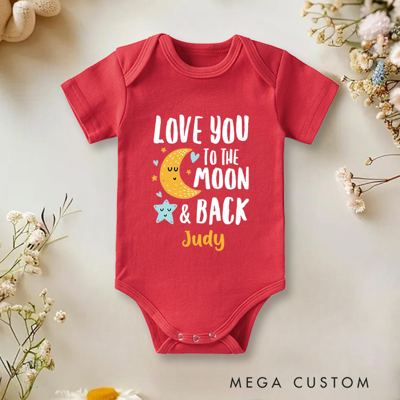 Personalized Love You to the Moon and Back Baby Onesie Birthday Gift for Baby