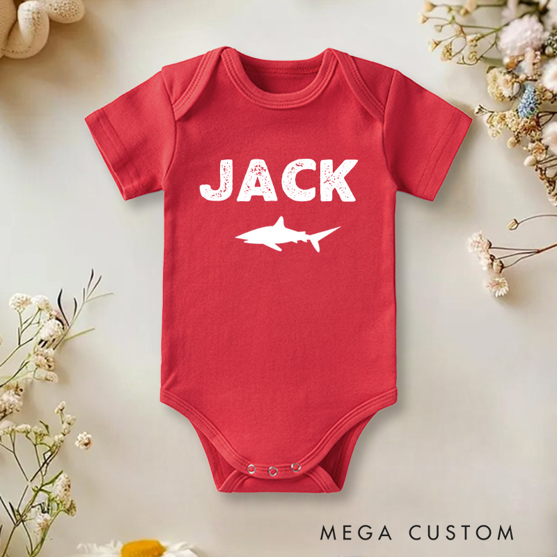 Personalized ANY AGE Shark Baby Onesie Birthday Gift for Baby Nursery Gift