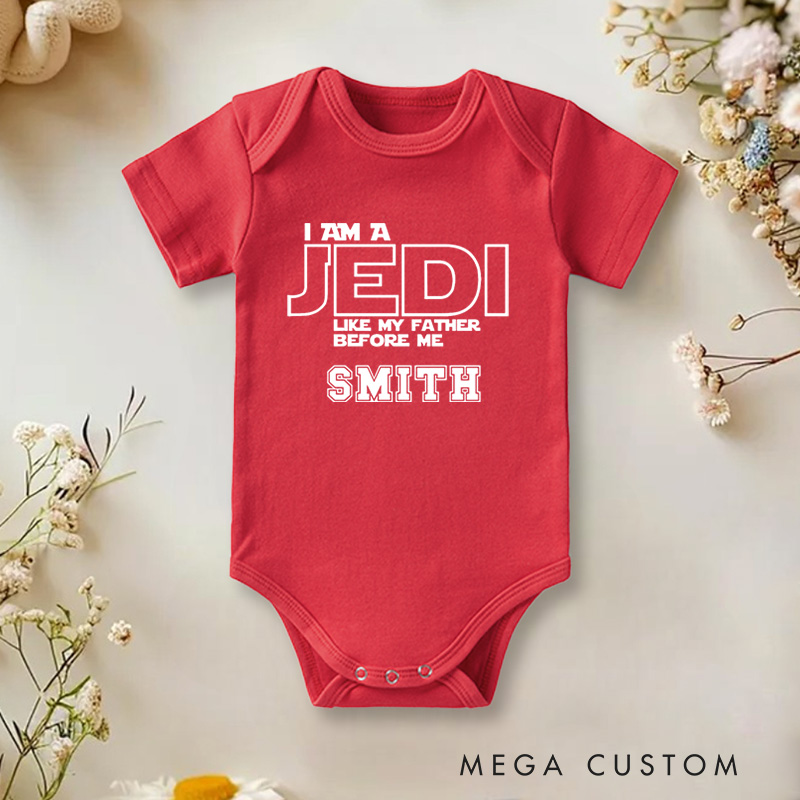 Personalized I Am a Jedi Like My Father Before Me Baby Onesie
