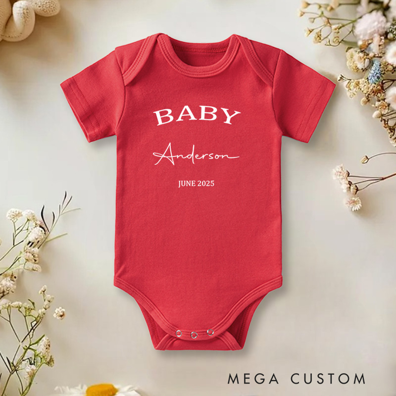 Personalized Baby Elegant and Minimalist Baby Announcement Baby Onesie