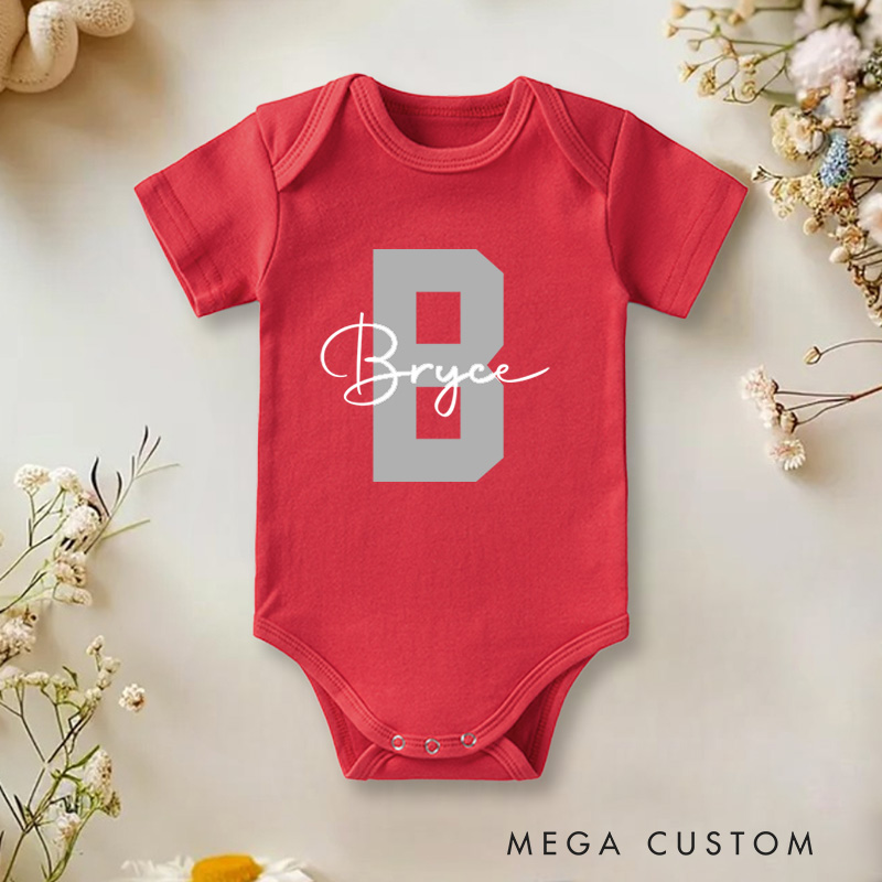 Personalized Name and Letter Design with Stylish Touch Baby Onesie