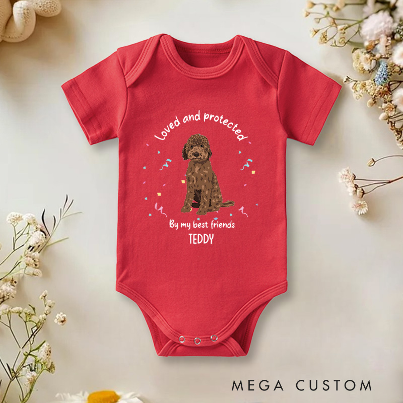 Personalized Loved and Protected by My Best Friends Pet Lover Baby Onesie