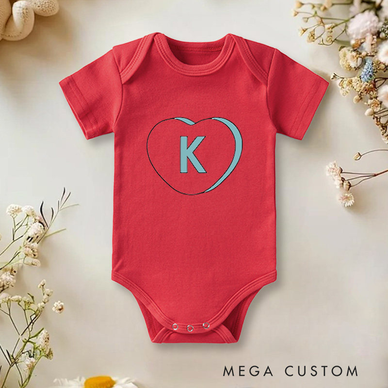 Personalized Candy Heart Baby Onesie 1st Valentine's Day Gift