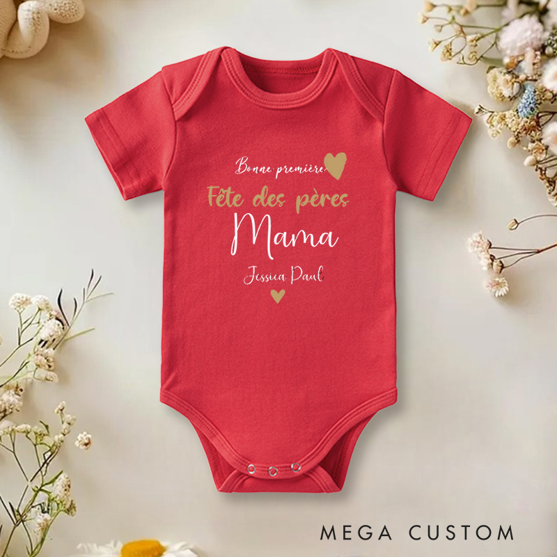Personalized Bonne Premiere Fete des Peres Mama Elegant French Design Baby Onesie