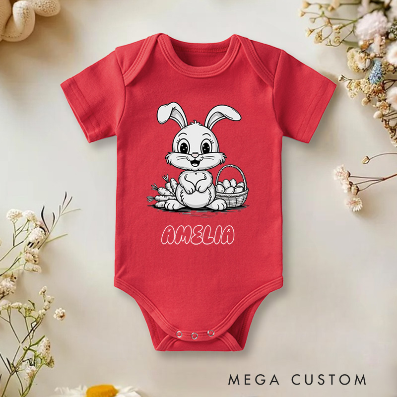 Personalized Easter Adorable Bunny and Easter Eggs for Kids Gift Baby Onesie