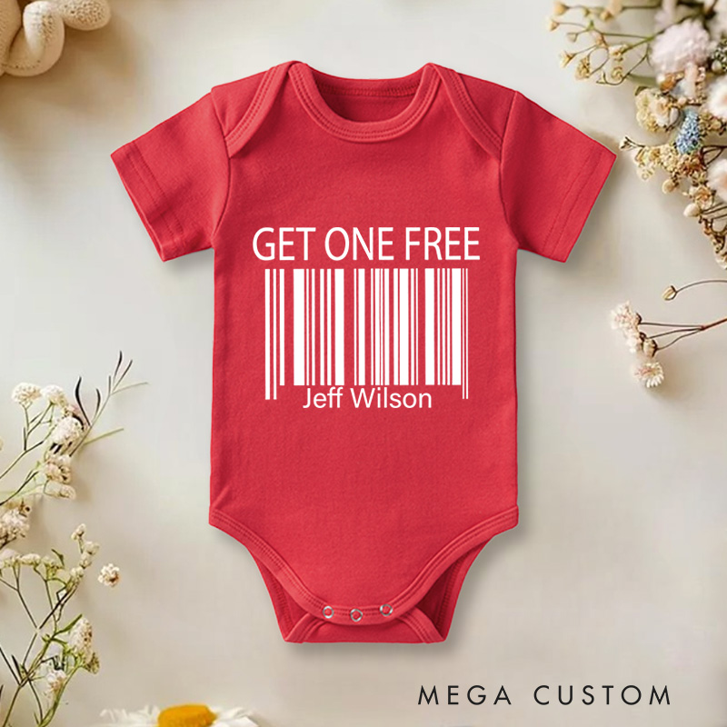 Personalized Buy One Get One Free Clever Twin Humor Barcode Baby Twin Onesie
