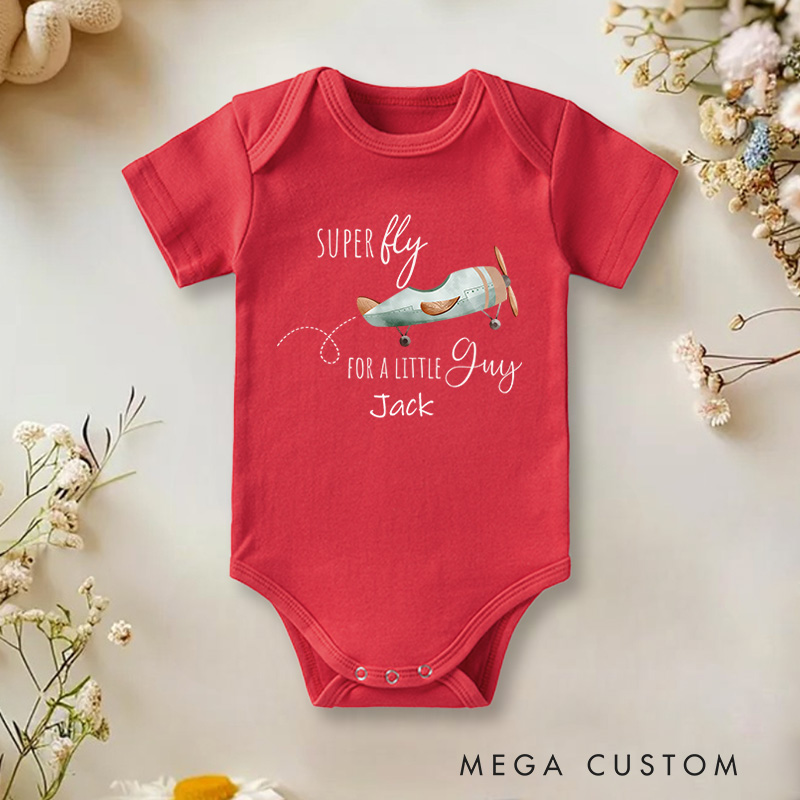 Personalized Super Fly for a Little Guy Airplane Baby Bodysuit Cute Baby Gift