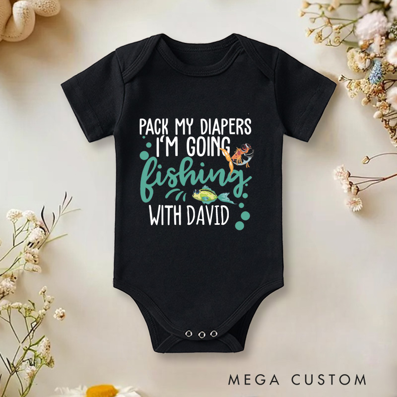 PersonalizedPack My Diapers I'm Going Fishing With Daddy  Baby Onesie Newborn Gift