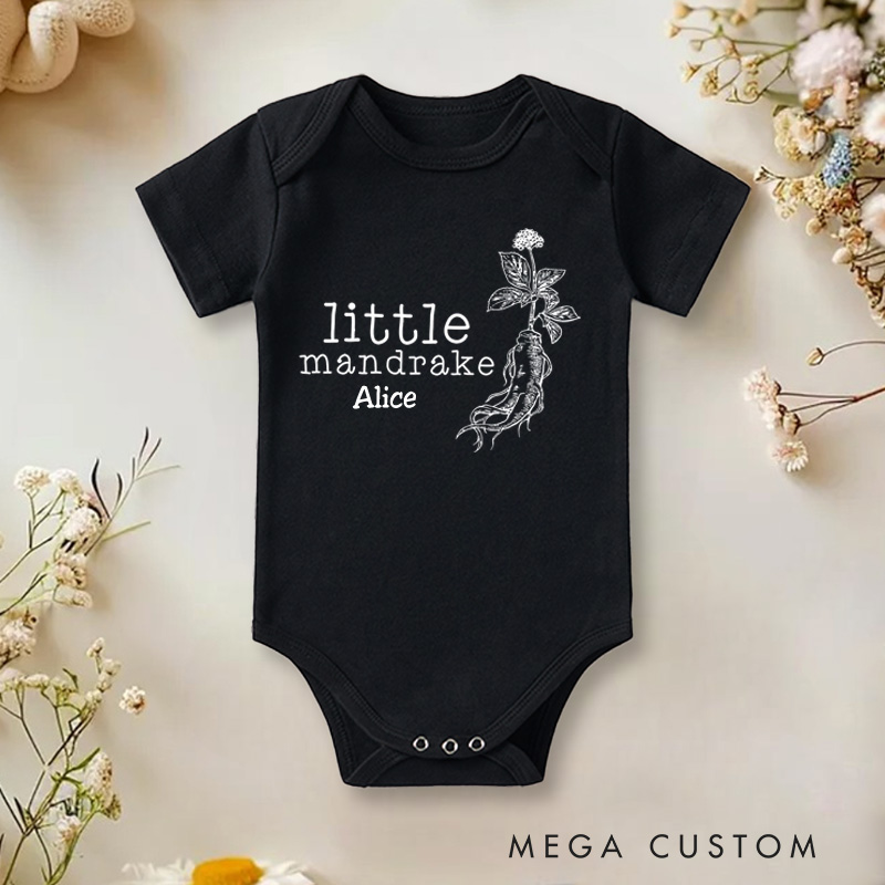 Personalized Little Mandrake Baby Onesie Potterhead Gift Pregnancy Reveal Gift