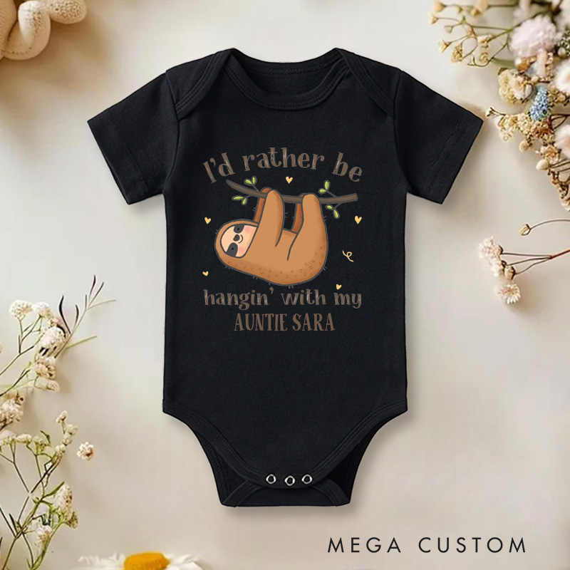 Personalized I'd Rather Be Hanging With My Aunt Baby Onesie New Baby Girl Boy Gift