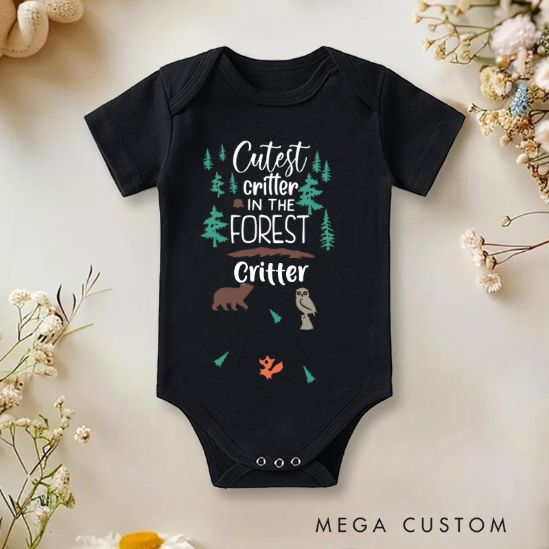 Personalized Cutest Critter In The Forest Baby Onesie Woodland Newborn Baby Gift
