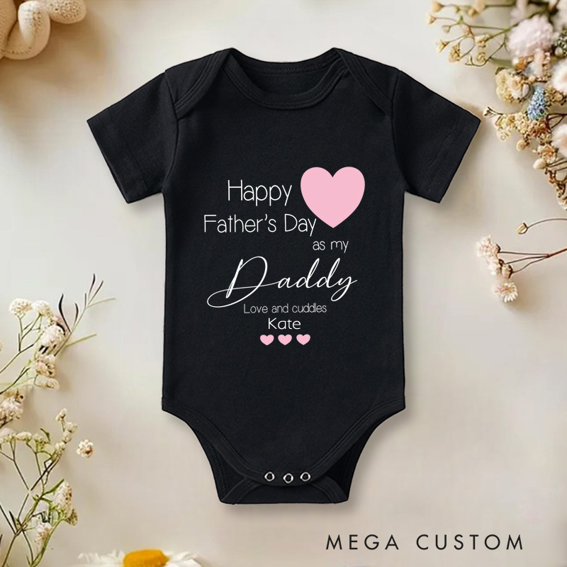 Personalized Happy 1st Birthday as My Daddy Pink Baby Onesie New Dad Gift