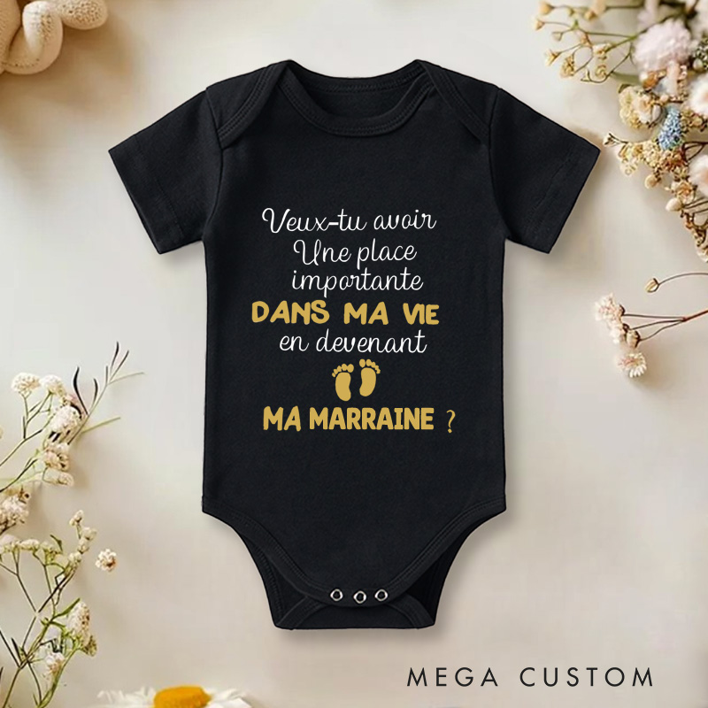 Personalized Baby Do You Want to Have an Important Place in My Life by Becoming My Godmother? Or My Godfather? Onesie Baby Shower Gift