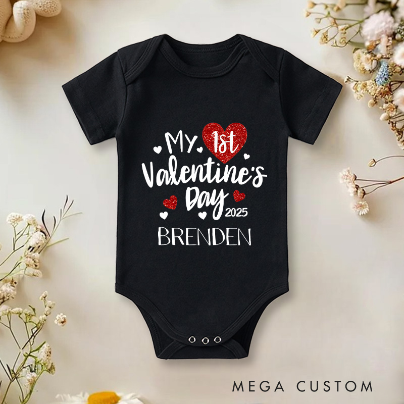 Personalized My 1st Valentine's Day Baby Onesie Funny Gift for Baby